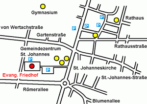Anfahrtsplan zum Evangelischen Friedhof