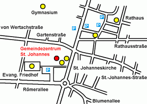 Anfahrtsplan zum Gemeindezentrum St. Johannes